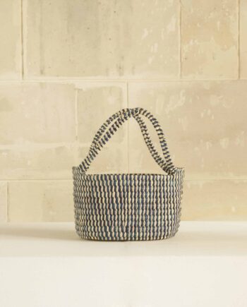 Shopping basket, palm fibre, blue, Turkana, Kenya