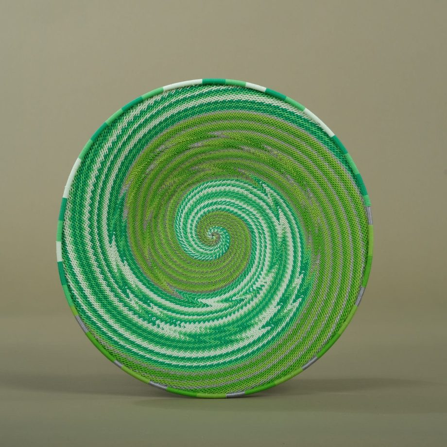 Assiette en fil de téléphone, 30 cm de diamètre, coloris Granny, zoulou, Afrique du Sud, ASART