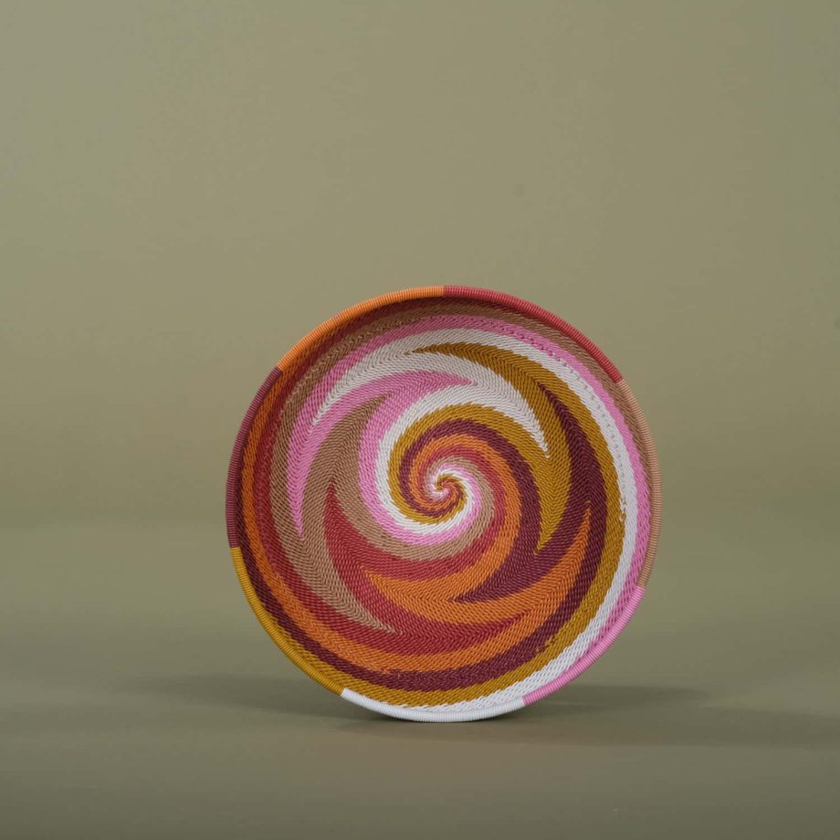 Bol zoulou en fil de téléphone, 16 cm de diamètre, Blush, Afrique du Sud, ASART
