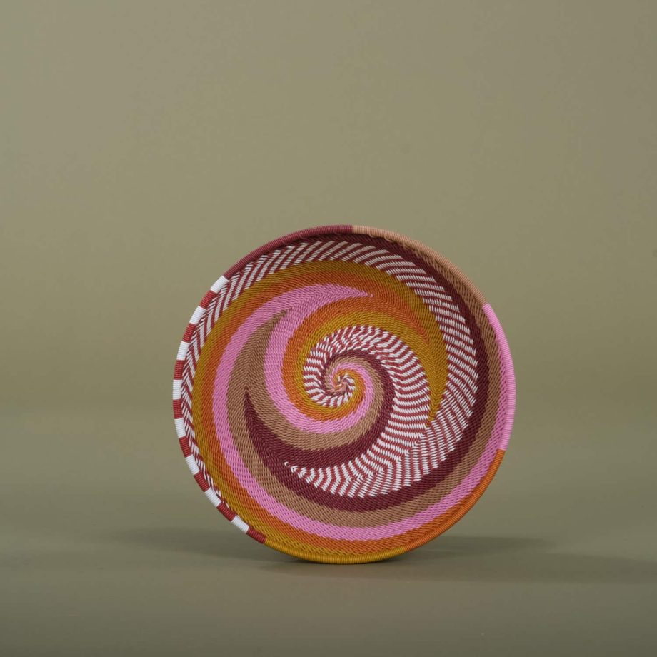 Bol en fil de téléphone, zoulou, couleur blush, 16 cm de diamètre, Afrique du Sud, ASART