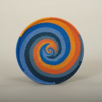 Assiette en fil de téléphone bleue et orange en diamètre 14 Afrique du Sud