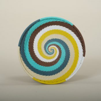 Assiette en fil de téléphone jaune, marron et blanche diamètre 14 cm Afrique du Sud