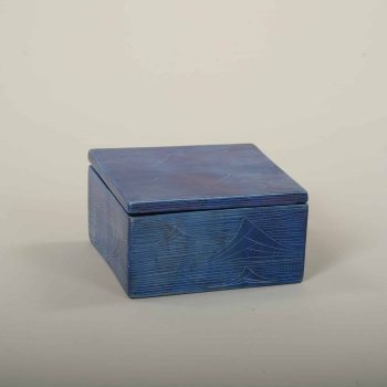 Boîte carré, bleu gravé, pierre à savon, Kenya, ASART