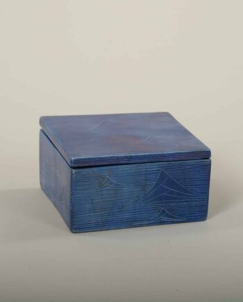 Square box, blue, incised, Kenya