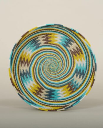 Tray, telephone wire, Zulu, South Africa, diameter 30 cm, colour Spring
