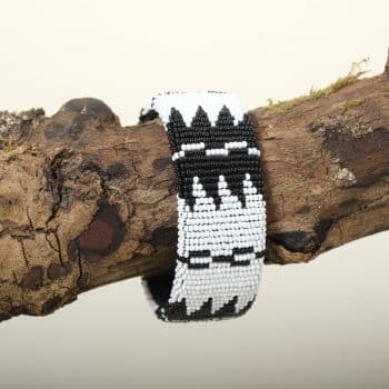 Bracelet zoulou noir et blanc, perles de verre, Afrique du Sud, ASART