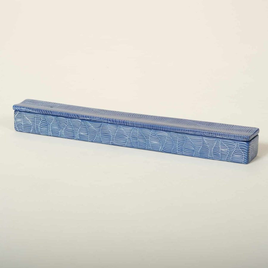 boîte à encens en pierre à savon bleu gravé du Kenya, ASART
