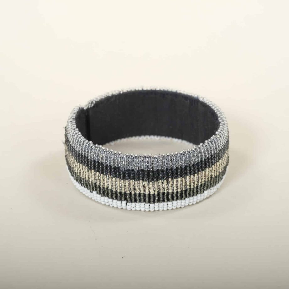 Bracelet beige et marron à rayures, Afrique du Sud, ASART