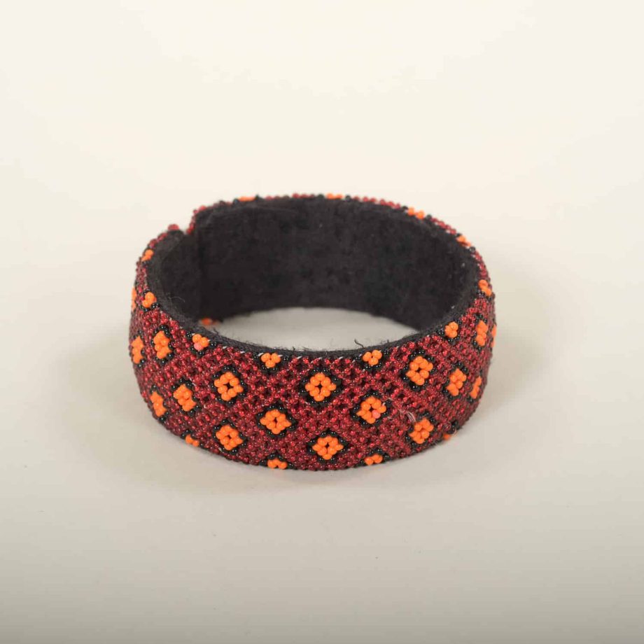 Bracelet rouge et orange, Zoulou, Afrique du Sud, ASART