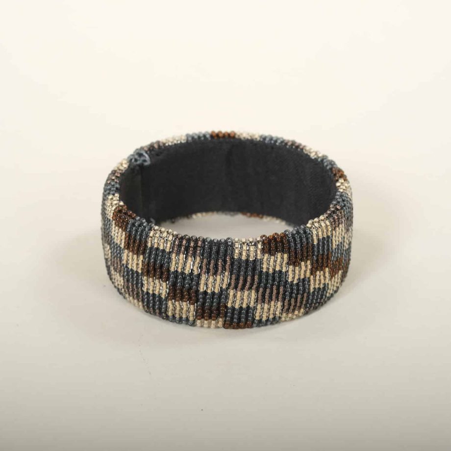 Bracelet zoulou beige marron perle de verre, Afrique du SUD