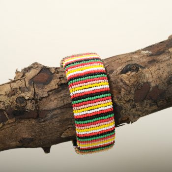 Bracelet zoulou multicolore, motif ligne, perles de verre, Afrique du Sud, ASART