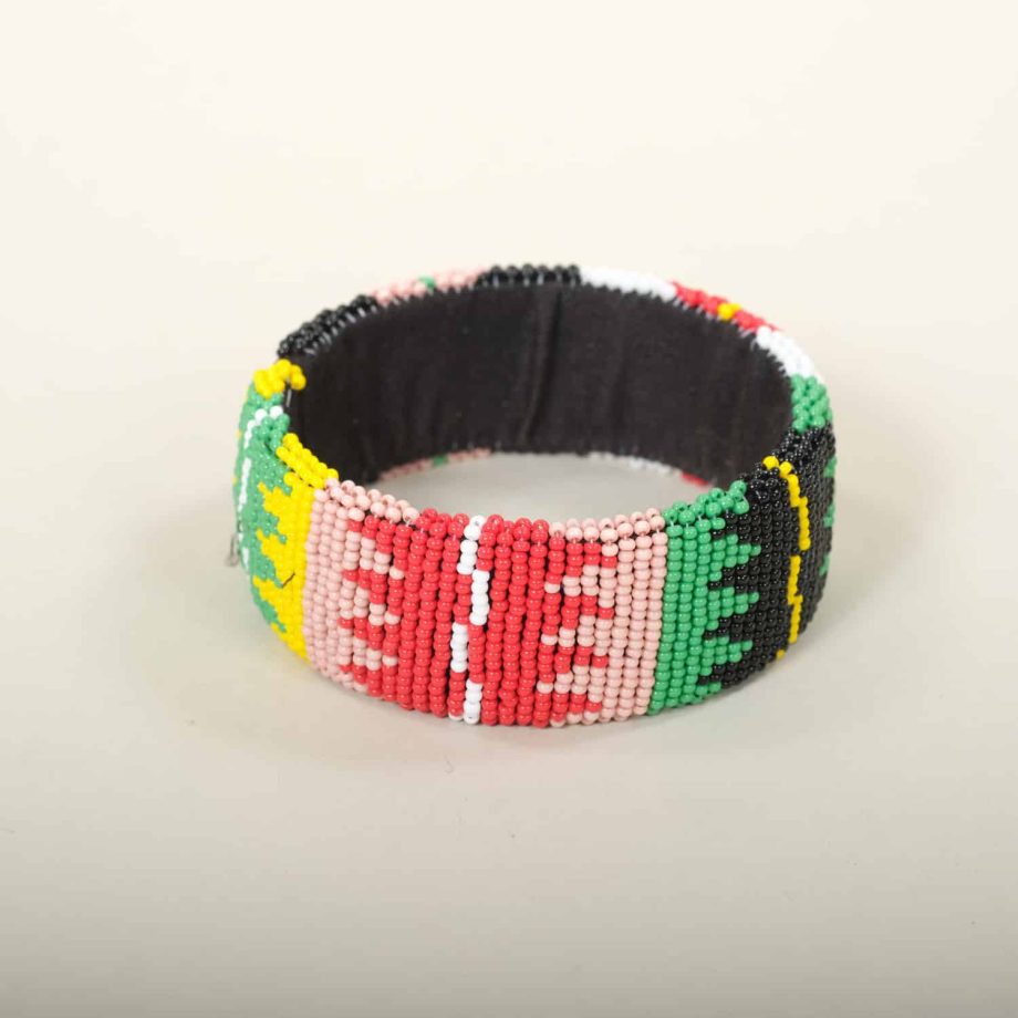 Bracelet zoulou multicolore en perles de verre, Afrique du SUD, ASART