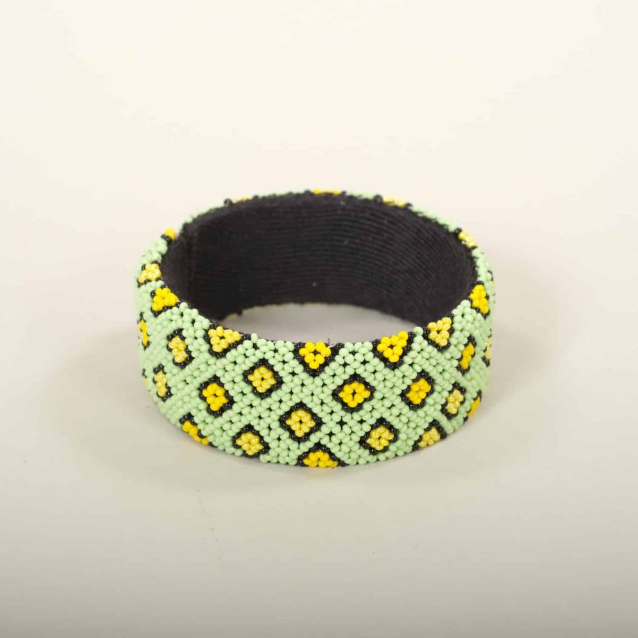 bracelet zoulou vert, motif losange, Afrique du Sud, ASART