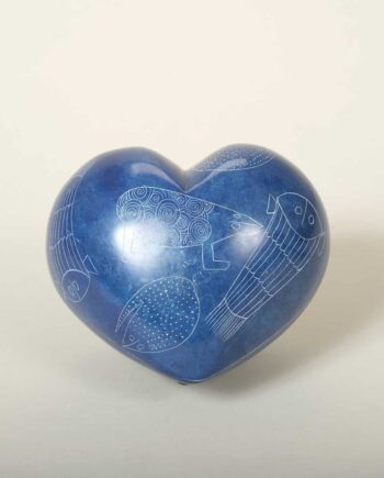 Heart, blue, Incised, Kenya