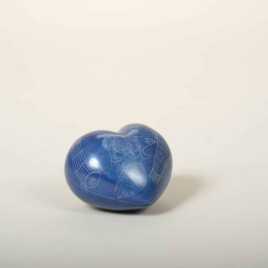 coeur bleu gravé pierre à savon Kenya ASART