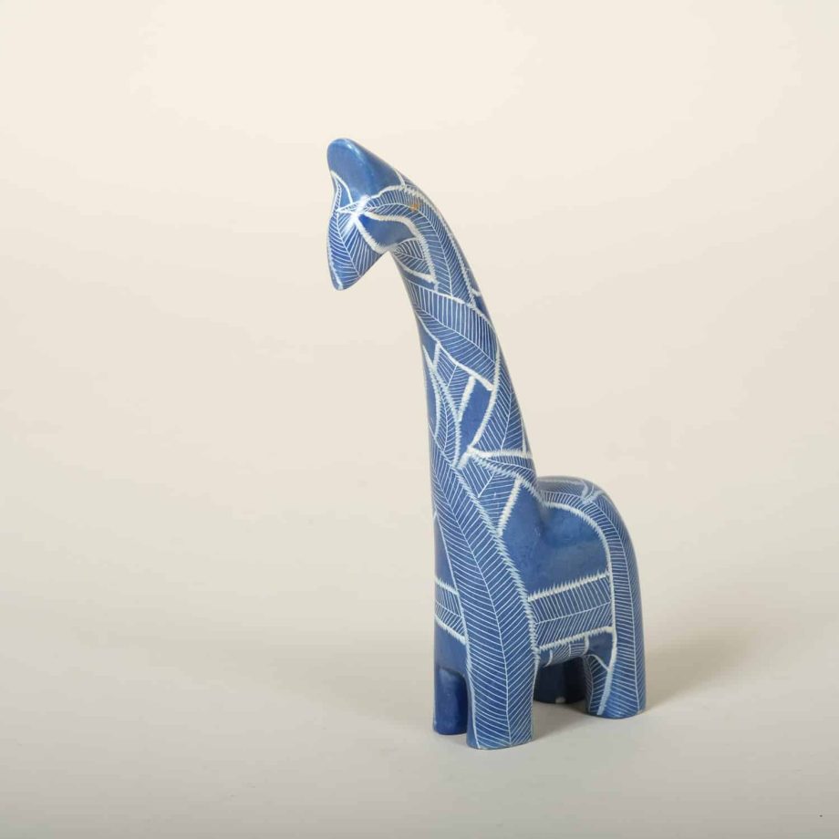 Girafe bleu gravé en pierre à savon, Kenya ASART