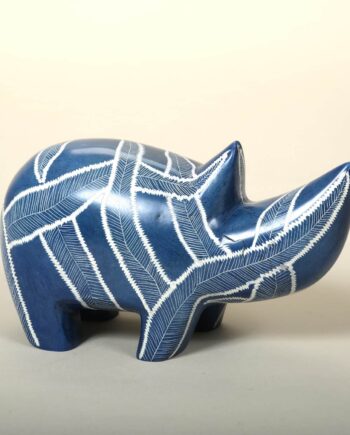 Rhino, Kifaru, M, blue, incised, Kenya