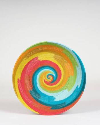 Tray, telephone wire, Zulu, South Africa, diameter 30 cm, colour Rainbow