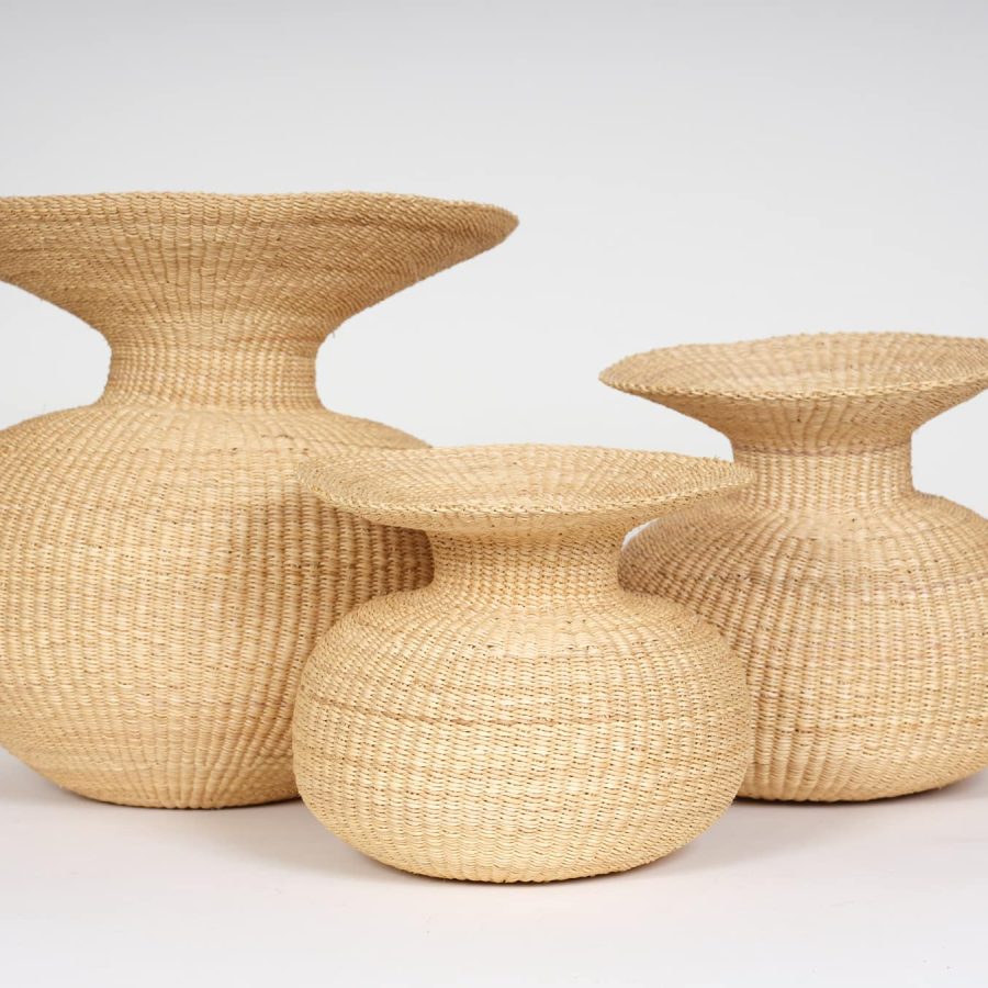 Ghana baskets 3 sizes of Canari bolga vase