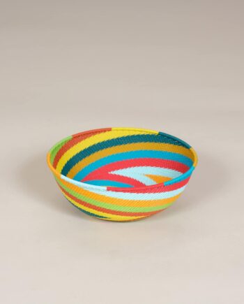Woven Bowl in Telephone Wire, Zulu, Rainbow Colors