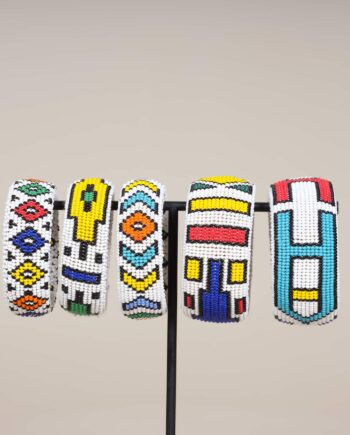 Bracelet Perles de Verre multicolore, Ndebele, Largeur 4cm